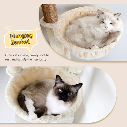 Globlazer S78,78 Inch Cute Cat Tree Tower: Sturdy Activity Center with Condos, Sisal Scratching Posts, Hammock & Perches for Big Cats.