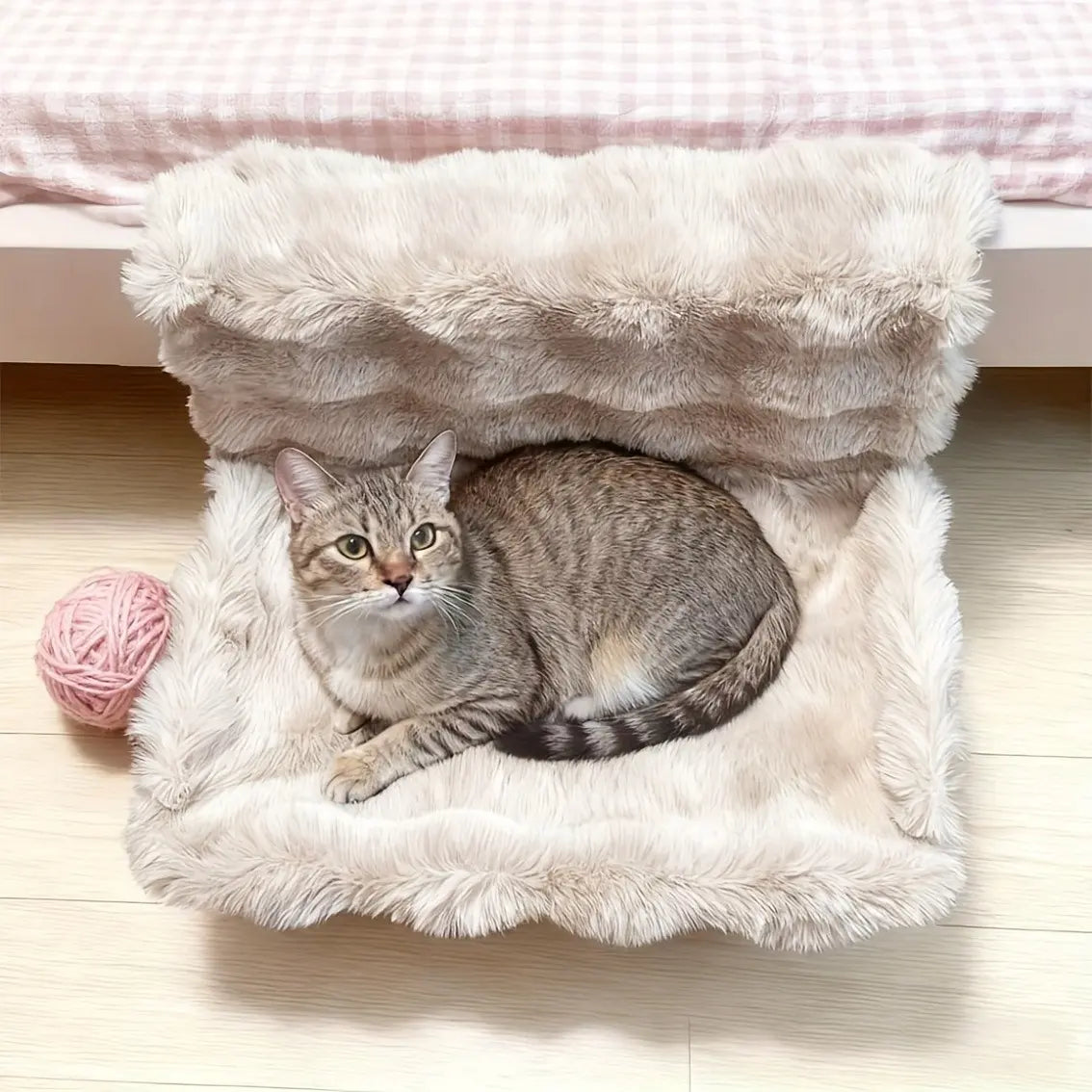Plush Pet Bedside Hammock, Washable All-Season, Wall-Mounted, Fits Sofa/Bed/Window/Home, Small Cat/Dog Soft Pad, Portable & Easy Clean