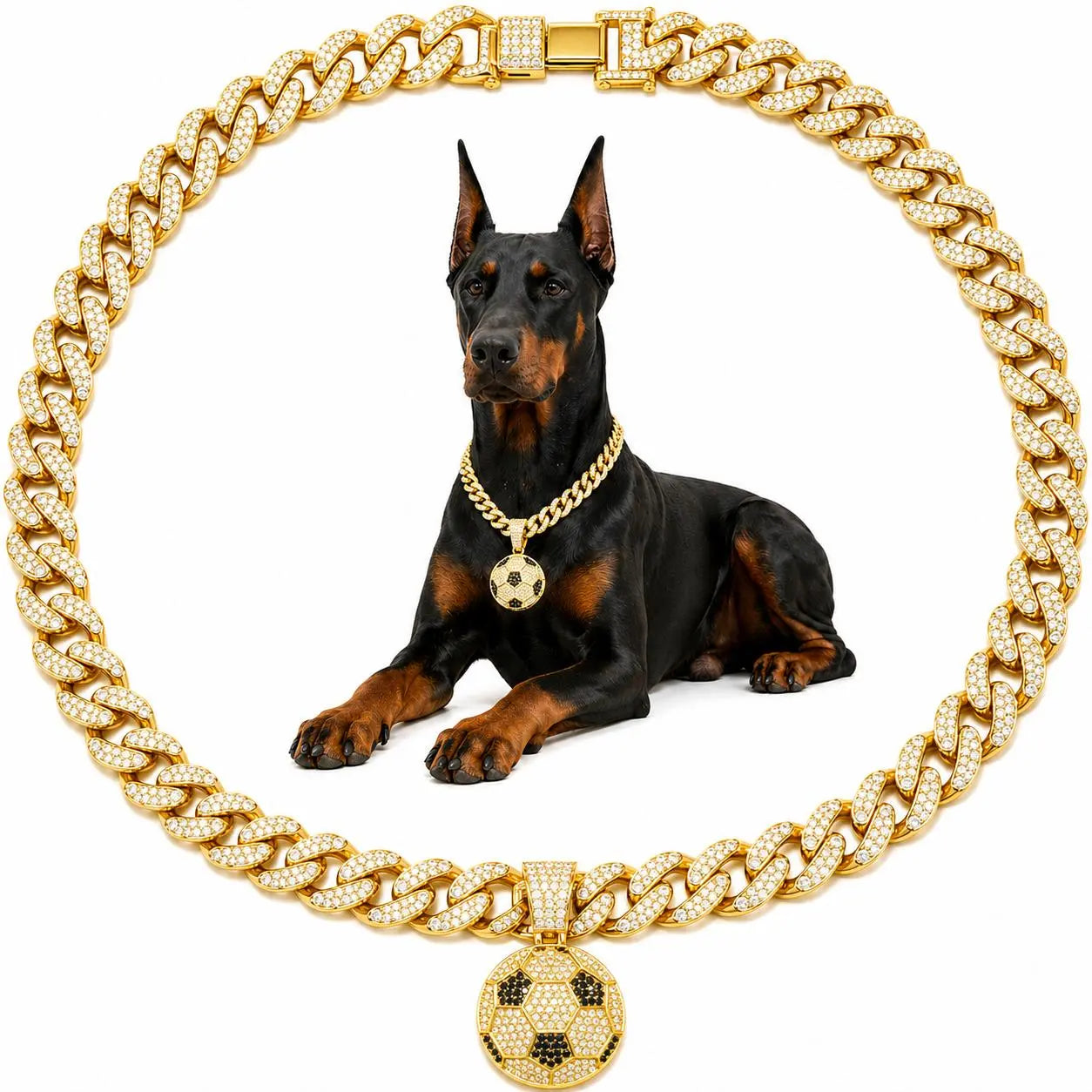 Dog Chain Diamond Collar Walking Metal Chain Necklace with Secure Buckle Pet Cuban Style Collar Jewelry Accessories for Small Medium Large Dog Cats
