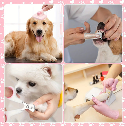 8-In-1 Pet Grooming Kit - Dog & Cat Brush Set with Dematting Comb, Slicker Brush, Nail Clipper & Trimmer - Removes Tangles, Shedding Hair, Dirt & Mats,Your Pet’S Coat Tangle-Free & Shiny, Stress-Free Dog Cat Grooming,Pet Products, Cat Stuff, Dog Stuff,