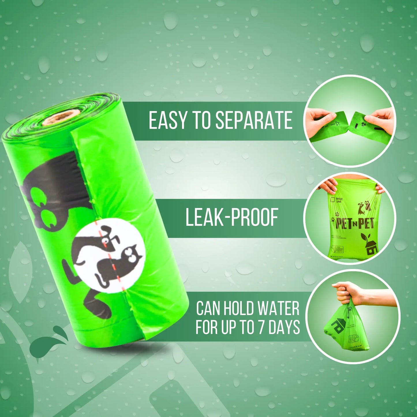 PET N PET 540 Unscented Dog Poop Bag, 41% Plant-Based, Green Waste Poop Bag for Dogs & Cats