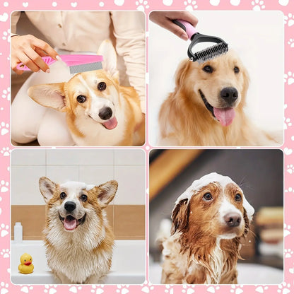 8-In-1 Pet Grooming Kit - Dog & Cat Brush Set with Dematting Comb, Slicker Brush, Nail Clipper & Trimmer - Removes Tangles, Shedding Hair, Dirt & Mats,Your Pet’S Coat Tangle-Free & Shiny, Stress-Free Dog Cat Grooming,Pet Products, Cat Stuff, Dog Stuff,