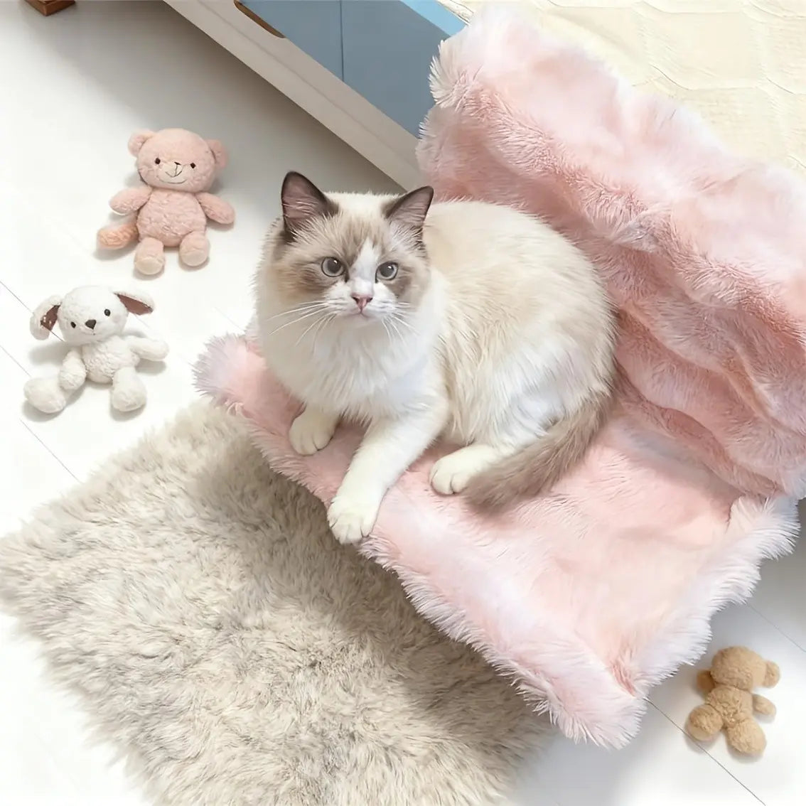 Plush Pet Bedside Hammock, Washable All-Season, Wall-Mounted, Fits Sofa/Bed/Window/Home, Small Cat/Dog Soft Pad, Portable & Easy Clean