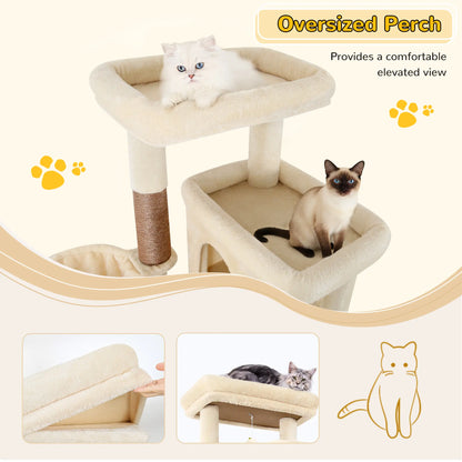 Globlazer S78,78 Inch Cute Cat Tree Tower: Sturdy Activity Center with Condos, Sisal Scratching Posts, Hammock & Perches for Big Cats.
