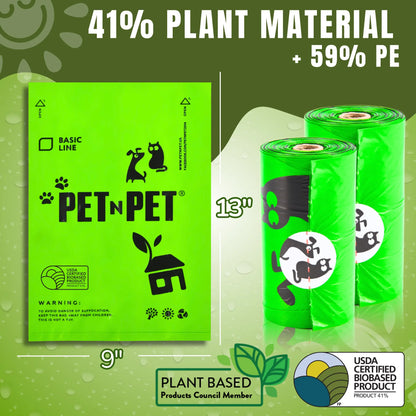Pet N Pet Dog Poop Bag Rolls - 41% Plant Based, USDA Certified, 1080 Counts, Leakproof Poop Bags for Dogs, Waste Bags