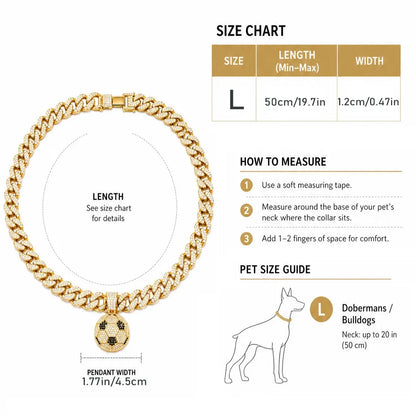 Dog Chain Diamond Collar Walking Metal Chain Necklace with Secure Buckle Pet Cuban Style Collar Jewelry Accessories for Small Medium Large Dog Cats