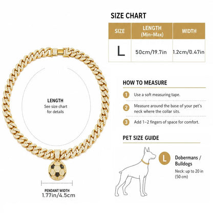 Dog Chain Diamond Collar Walking Metal Chain Necklace with Secure Buckle Pet Cuban Style Collar Jewelry Accessories for Small Medium Large Dog Cats