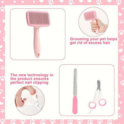 8-In-1 Pet Grooming Kit - Dog & Cat Brush Set with Dematting Comb, Slicker Brush, Nail Clipper & Trimmer - Removes Tangles, Shedding Hair, Dirt & Mats,Your Pet’S Coat Tangle-Free & Shiny, Stress-Free Dog Cat Grooming,Pet Products, Cat Stuff, Dog Stuff,